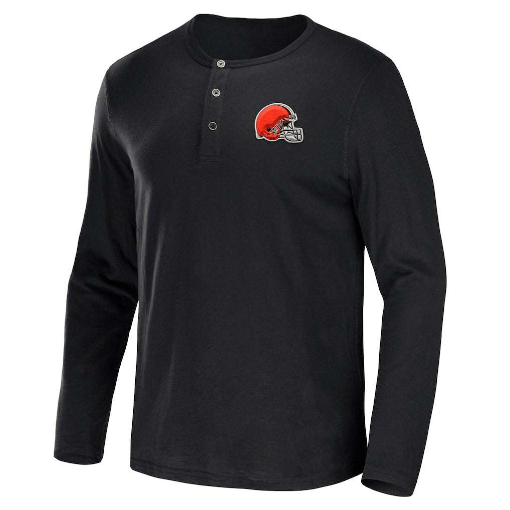 Cleveland Browns NFL x Darius Rucker Collection Slub Jersey Henley Long Sleeve T-Shirt - Black - Fanatics