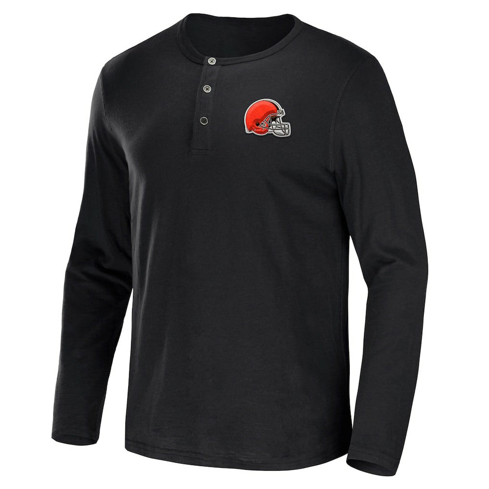 Cleveland Browns NFL x Darius Rucker Collection Slub Jersey Henley Long Sleeve T-Shirt - Black - Fanatics