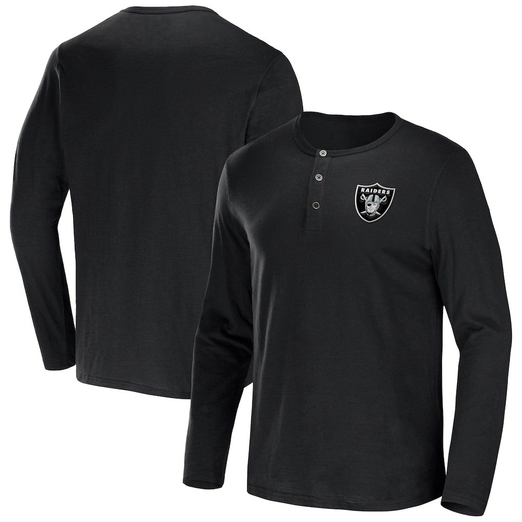 Las Vegas Raiders NFL x Darius Rucker Collection Slub Jersey Henley Long Sleeve T-Shirt - Black - Fanatics