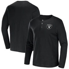 Las Vegas Raiders NFL x Darius Rucker Collection Slub Jersey Henley Long Sleeve T-Shirt - Black - Fanatics