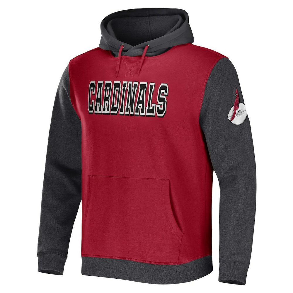 Arizona Cardinals NFL x Darius Rucker Collection Colorblock Pullover Hoodie - Cardinal/Charcoal - Fanatics