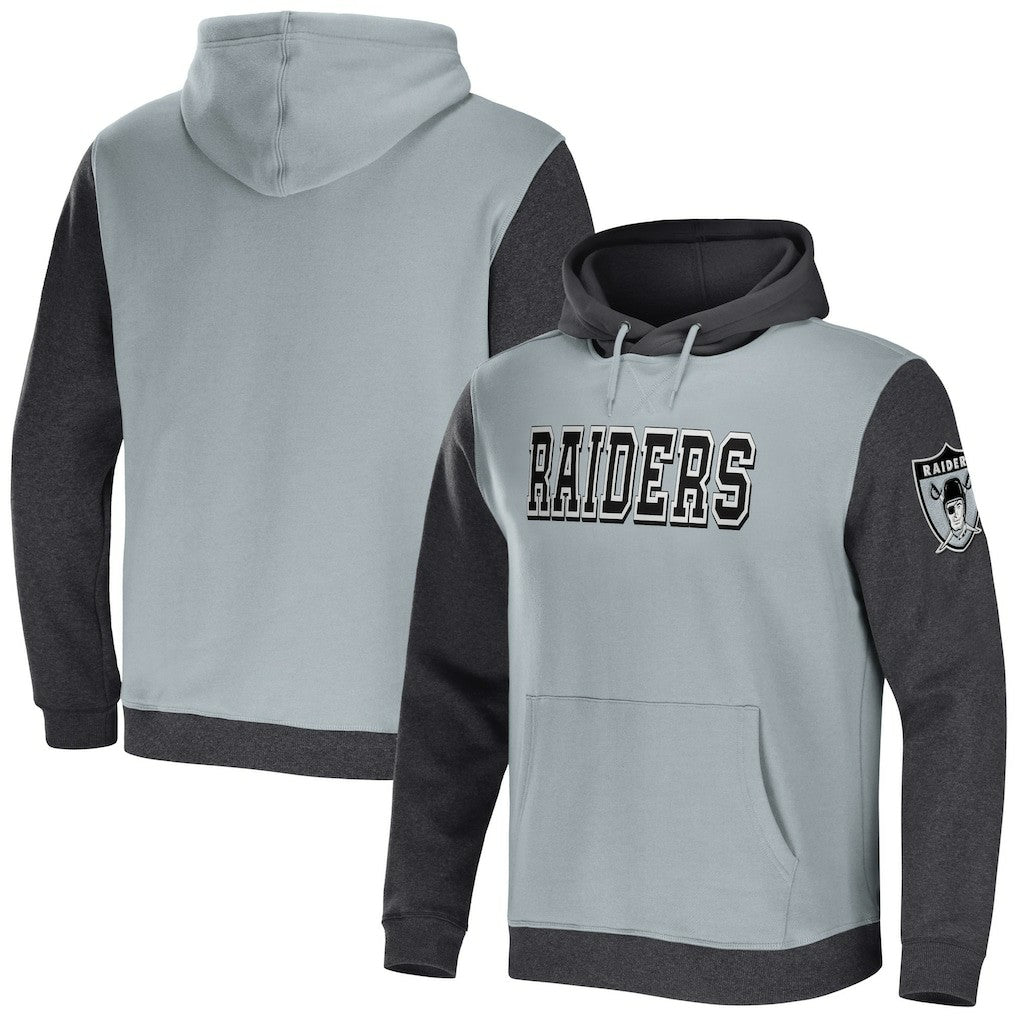 Las Vegas Raiders NFL x Darius Rucker Collection Colorblock Pullover Hoodie - Gray/Charcoal - Fanatics