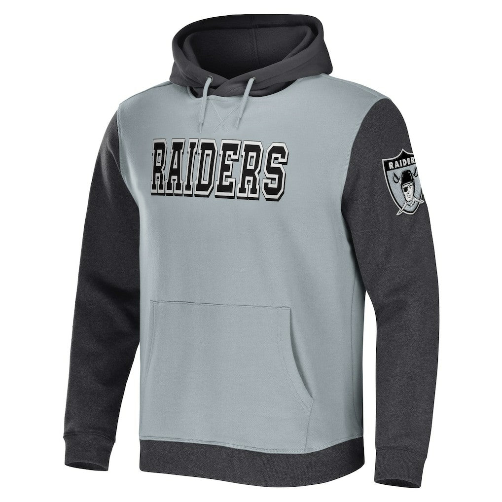Las Vegas Raiders NFL x Darius Rucker Collection Colorblock Pullover Hoodie - Gray/Charcoal - Fanatics