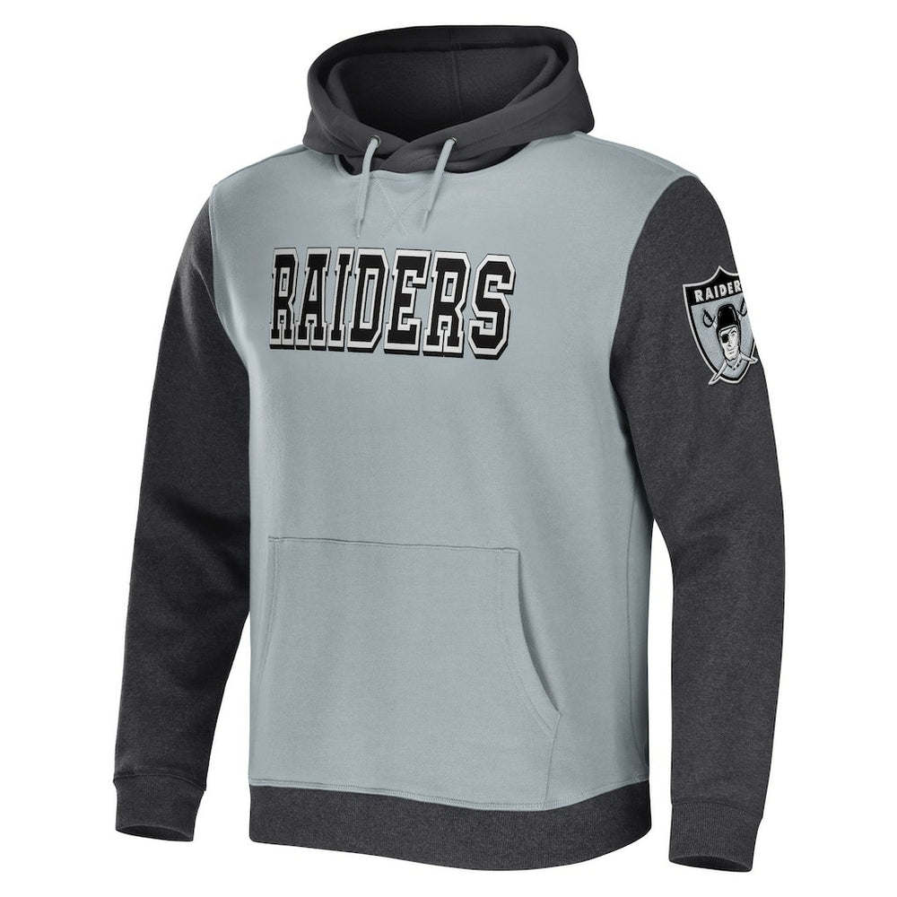 Las Vegas Raiders NFL x Darius Rucker Collection Colorblock Pullover Hoodie - Gray/Charcoal - Fanatics