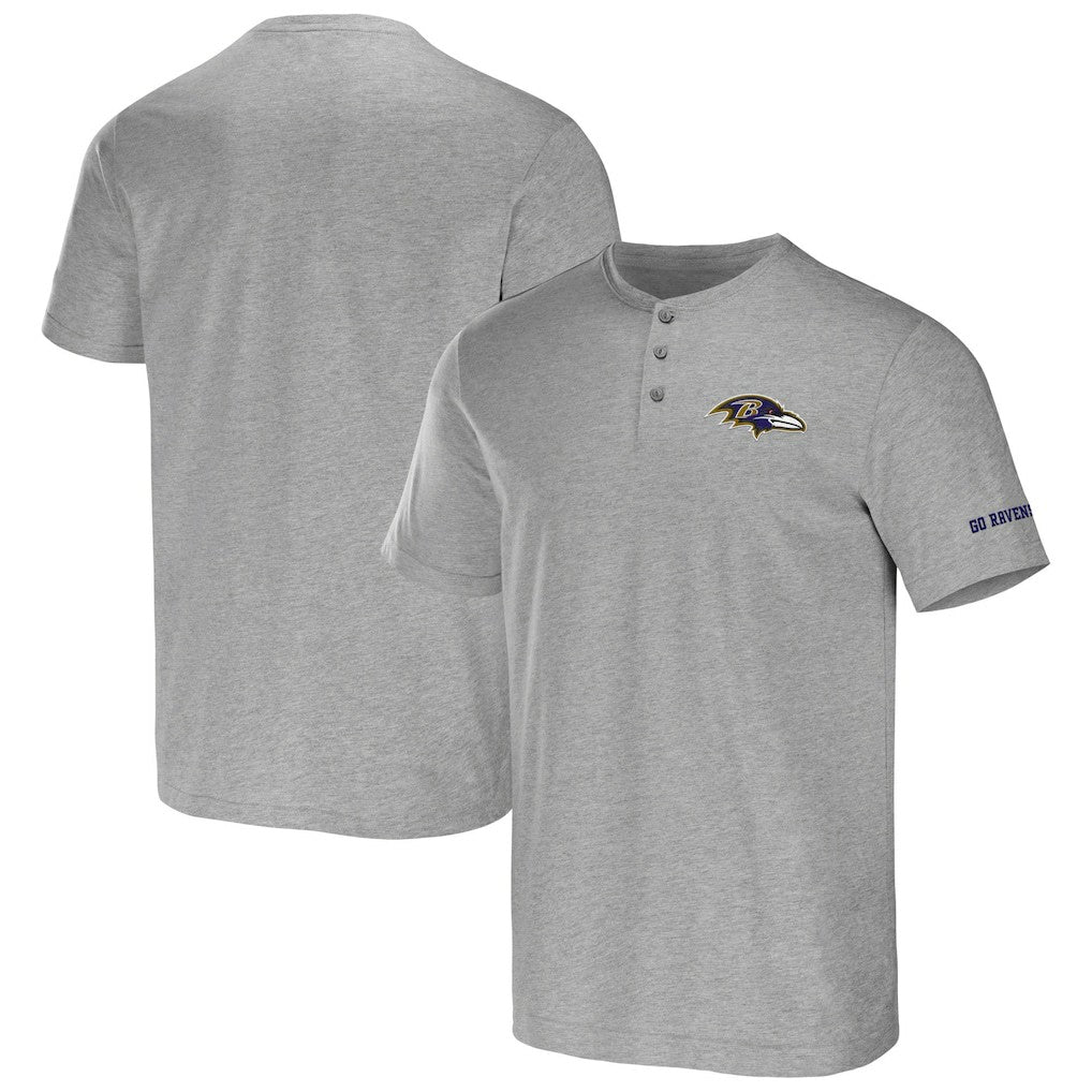 Baltimore Ravens NFL x Darius Rucker Collection Henley T-Shirt - Heather Gray - Fanatics