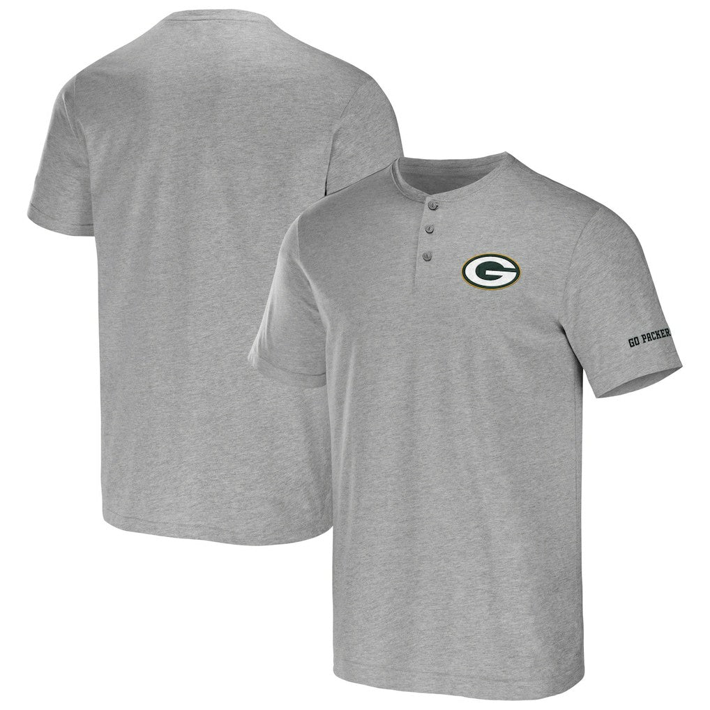 Green Bay Packers NFL x Darius Rucker Collection Henley T-Shirt - Heather Gray - Fanatics