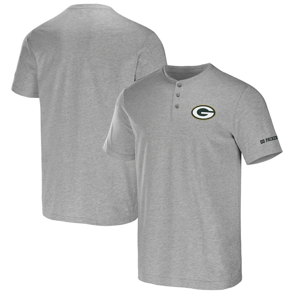 Green Bay Packers NFL x Darius Rucker Collection Henley T-Shirt - Heather Gray - Fanatics