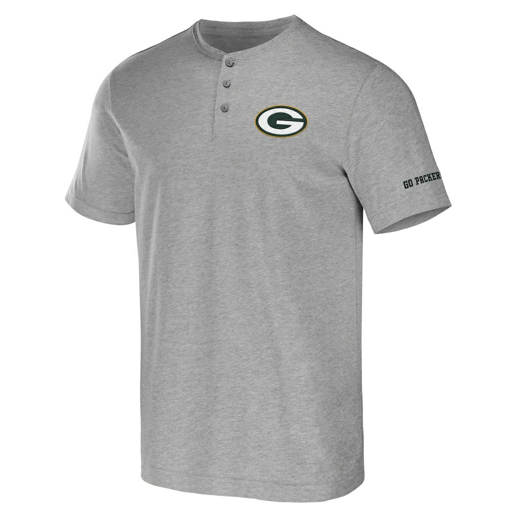 Green Bay Packers NFL x Darius Rucker Collection Henley T-Shirt - Heather Gray - Fanatics