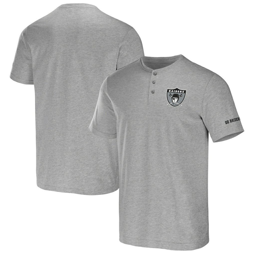 Las Vegas Raiders NFL x Darius Rucker Collection Henley T-Shirt - Heather Gray - Fanatics