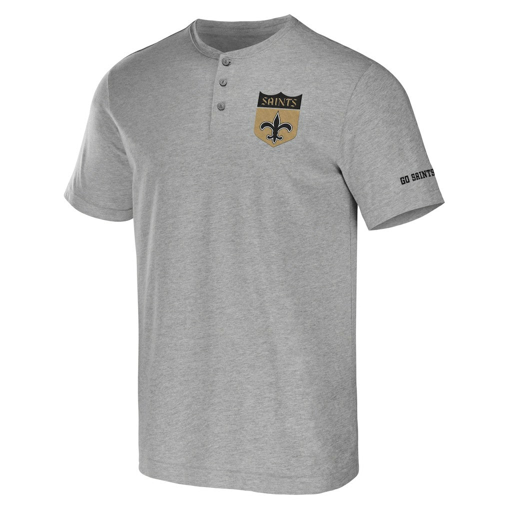 New Orleans Saints NFL x Darius Rucker Collection Henley T-Shirt - Heather Gray - Fanatics