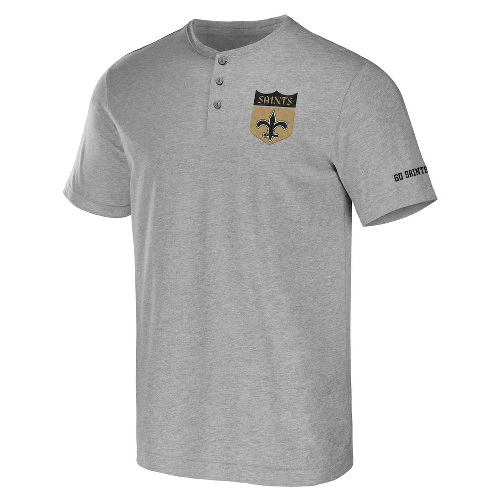 New Orleans Saints NFL x Darius Rucker Collection Henley T-Shirt - Heather Gray - Fanatics