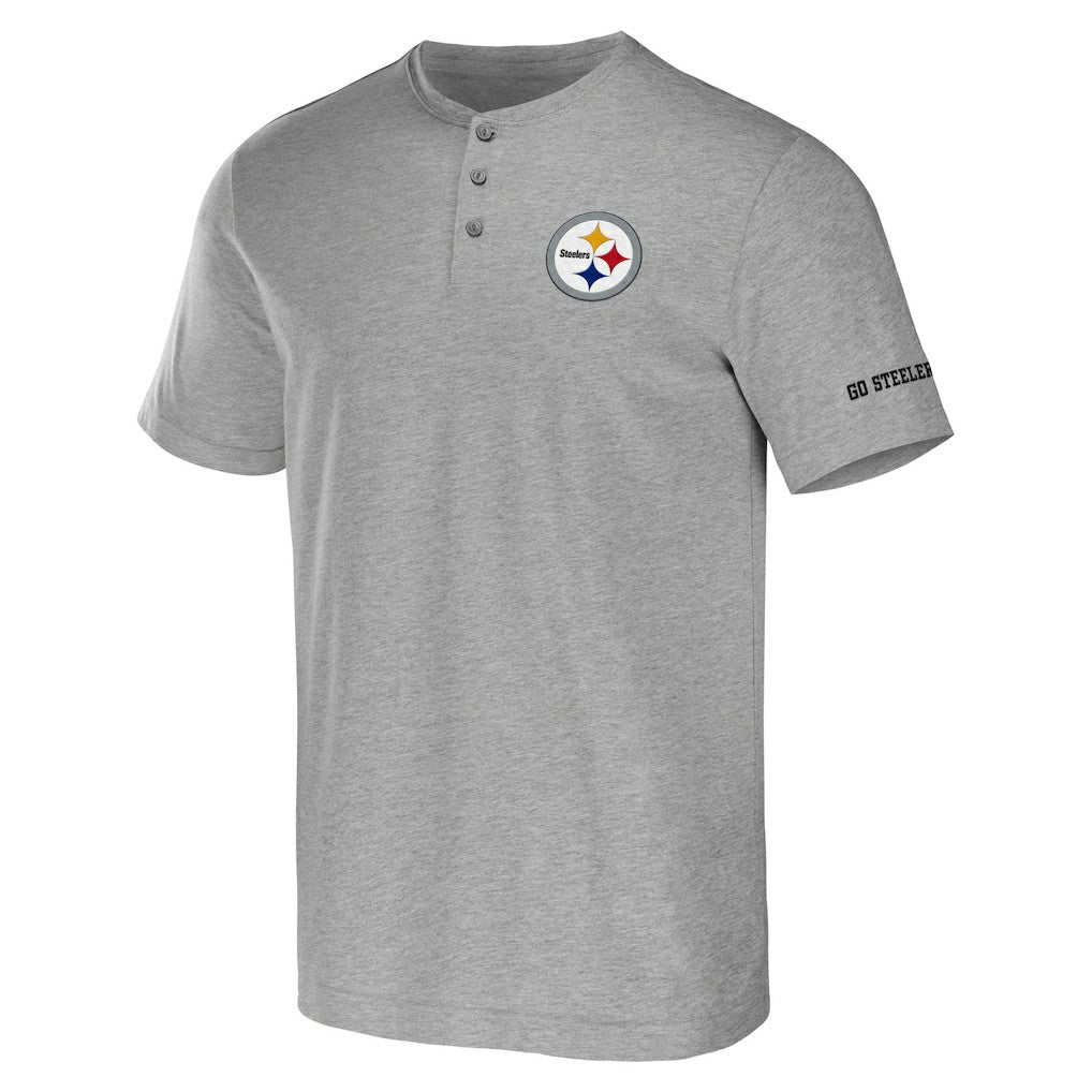 Pittsburgh Steelers NFL x Darius Rucker Collection Henley T-Shirt - Heather Gray - Fanatics