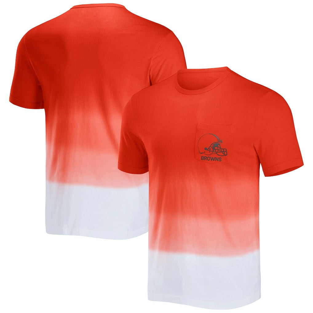 Cleveland Browns NFL x Darius Rucker Collection Dip Dye Pocket T-Shirt - Orange/White - Fanatics