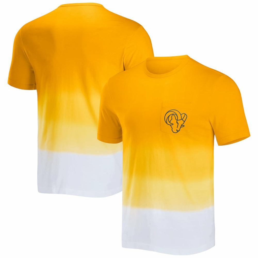 Los Angeles Rams NFL x Darius Rucker Collection Dip Dye Pocket T-Shirt - Gold/White - Fanatics