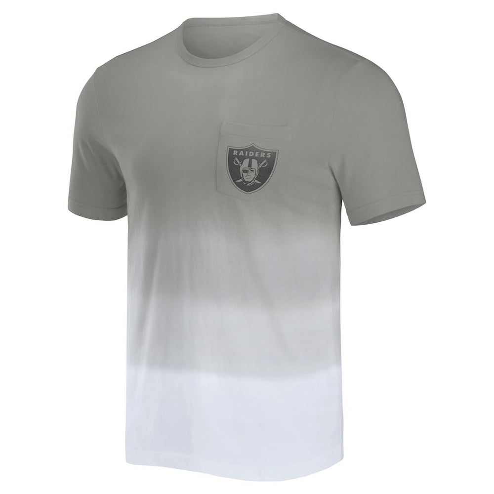 Las Vegas Raiders NFL x Darius Rucker Collection Dip Dye Pocket T-Shirt - Silver/White - Fanatics