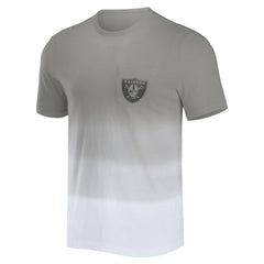 Las Vegas Raiders NFL x Darius Rucker Collection Dip Dye Pocket T-Shirt - Silver/White - Fanatics