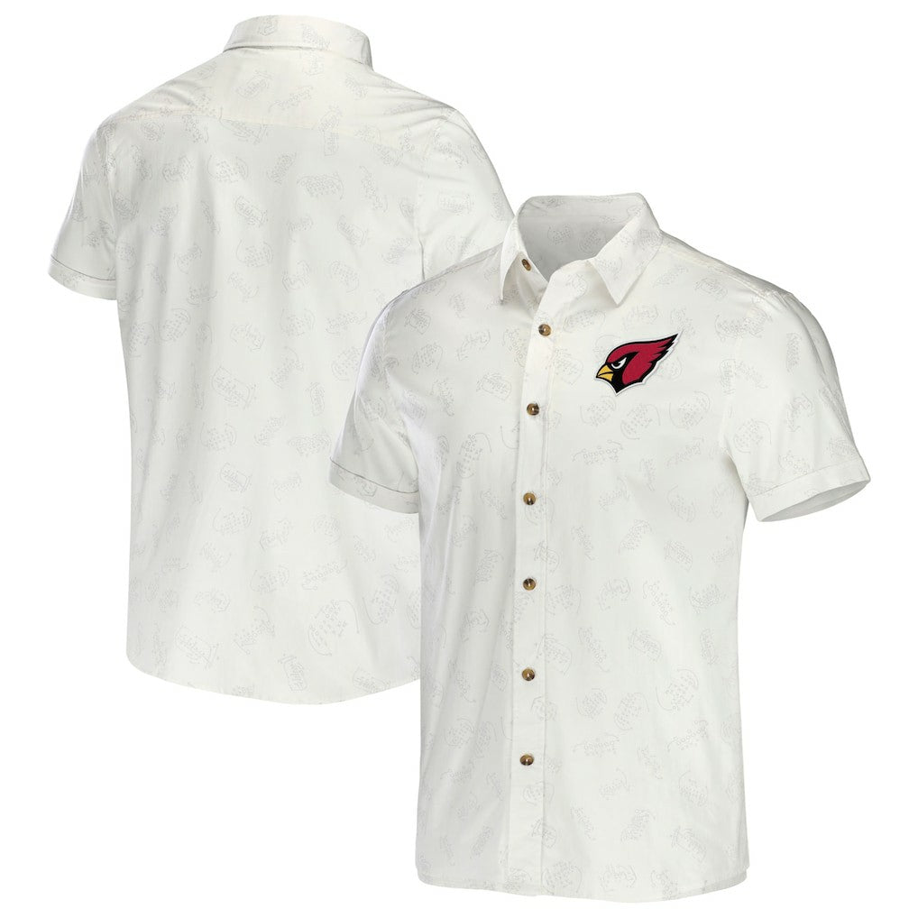 Arizona Cardinals NFL x Darius Rucker Collection Woven Button-Up T-Shirt - White - Fanatics