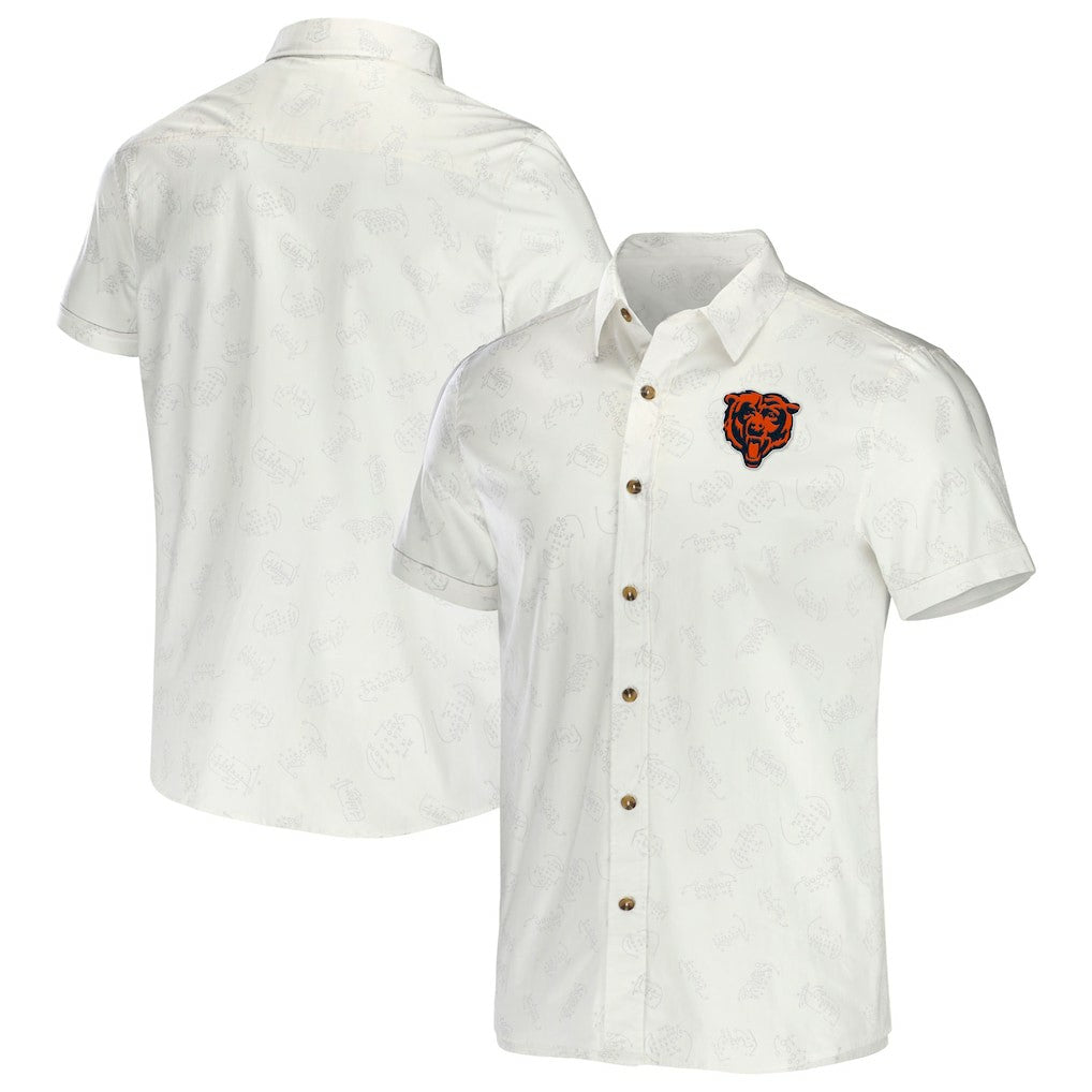 Chicago Bears NFL x Darius Rucker Collection Woven Button-Up T-Shirt - White - Fanatics