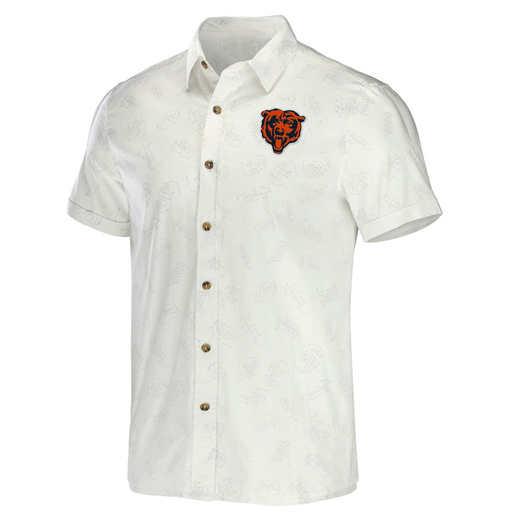 Chicago Bears NFL x Darius Rucker Collection Woven Button-Up T-Shirt - White - Fanatics
