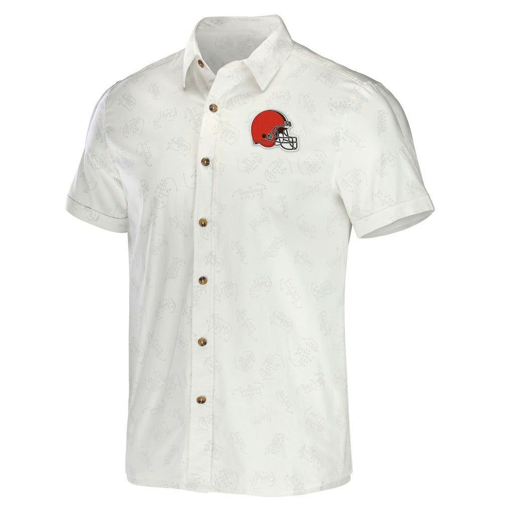 Cleveland Browns NFL x Darius Rucker Collection Woven Button-Up T-Shirt - White - Fanatics