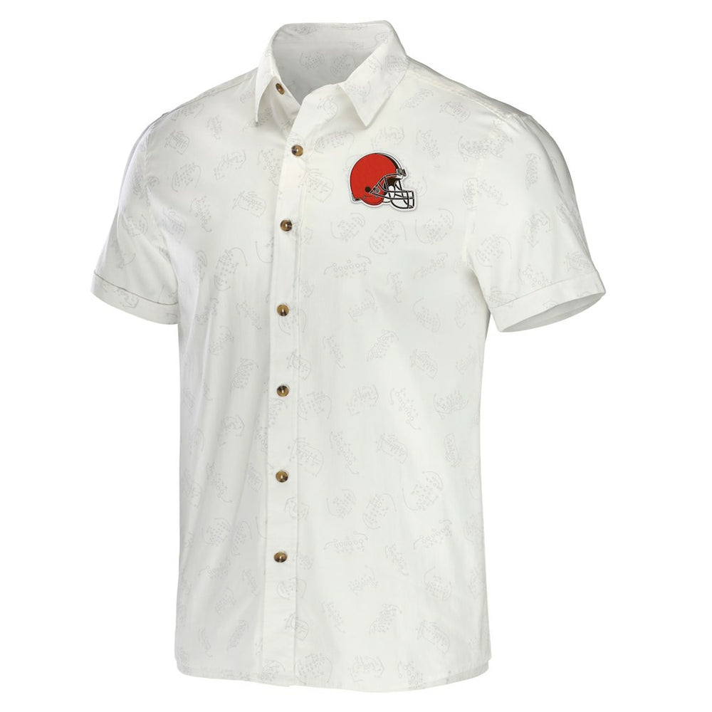 Cleveland Browns NFL x Darius Rucker Collection Woven Button-Up T-Shirt - White - Fanatics