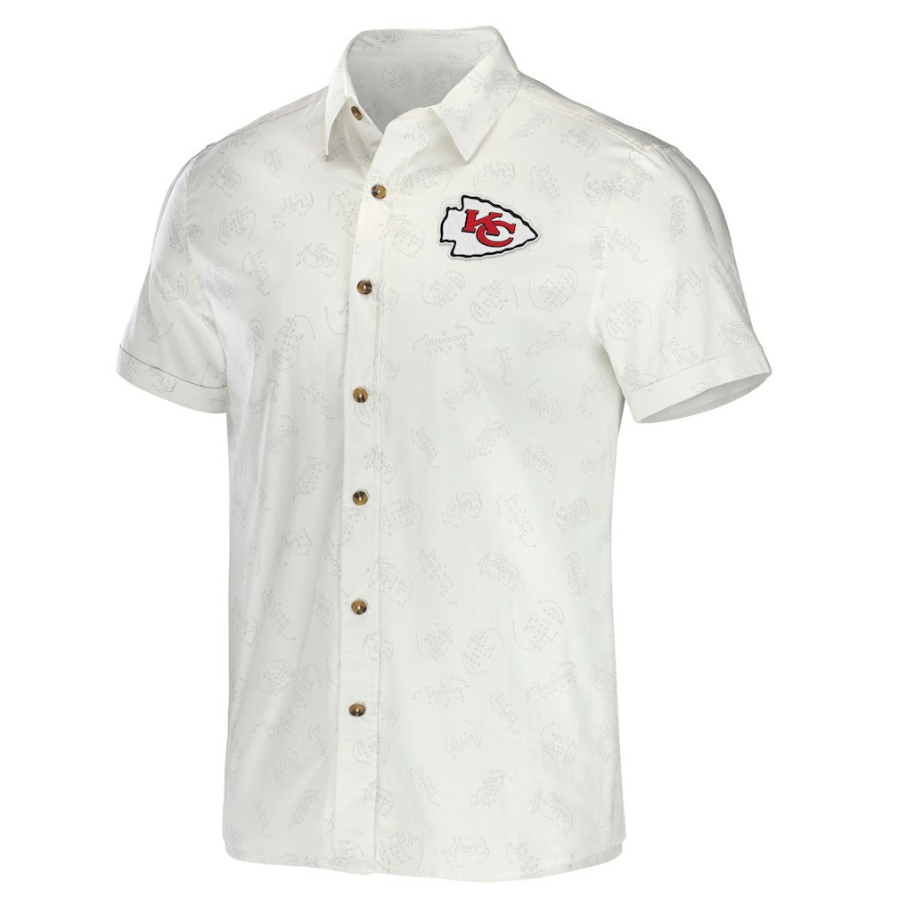 Kansas City Chiefs NFL x Darius Rucker Collection Woven Button-Up T-Shirt - White - Fanatics