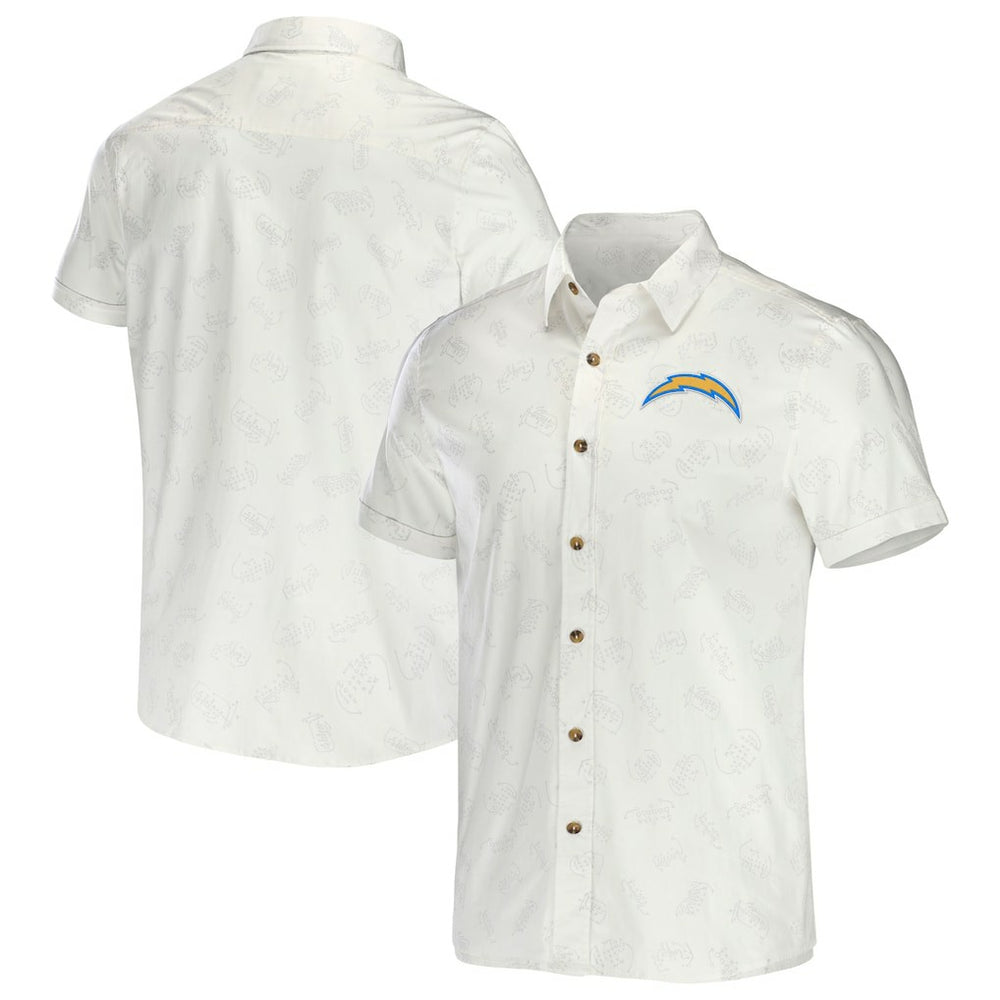 Los Angeles Chargers NFL x Darius Rucker Collection Woven Button-Up T-Shirt - White - Fanatics