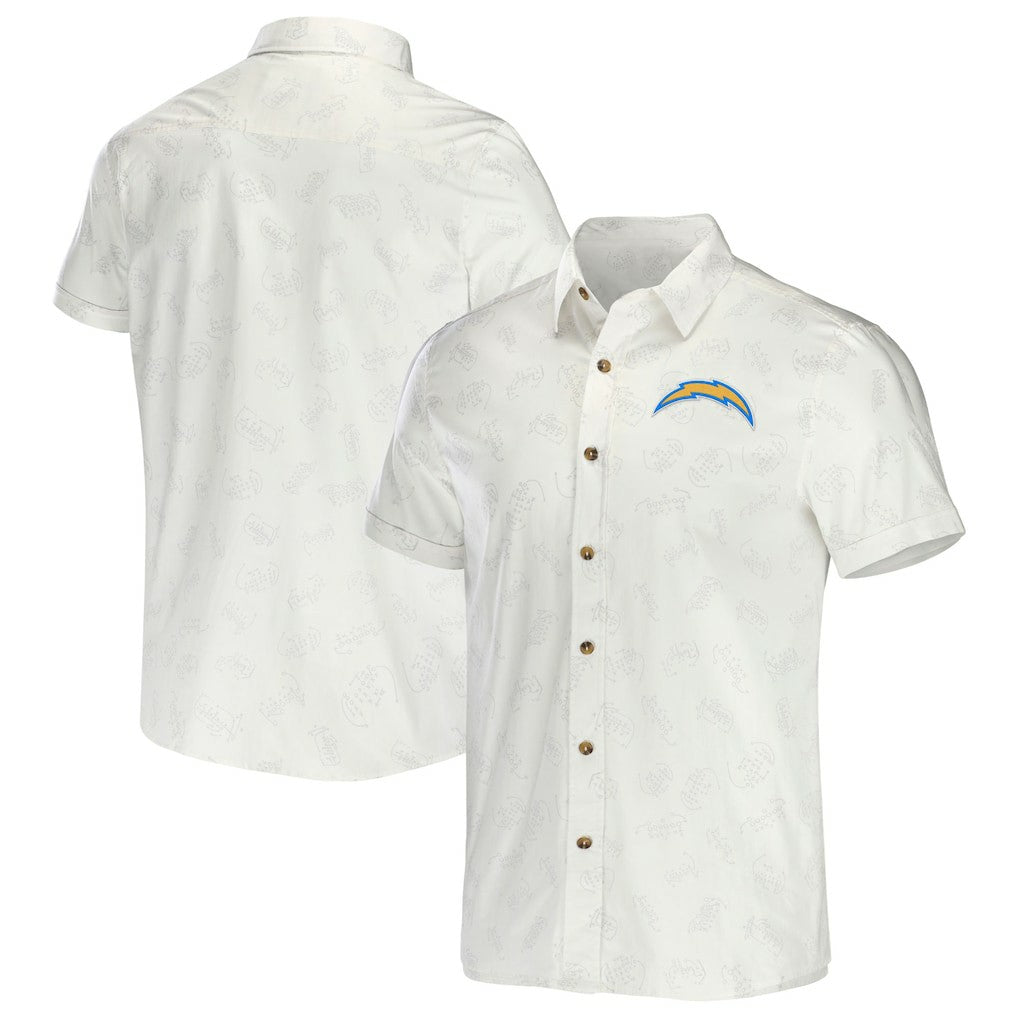 Los Angeles Chargers NFL x Darius Rucker Collection Woven Button-Up T-Shirt - White - Fanatics