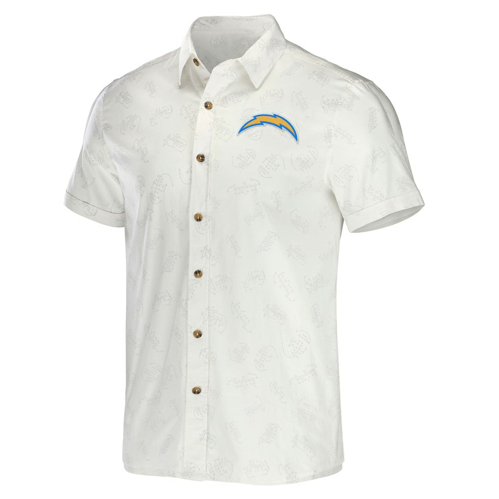 Los Angeles Chargers NFL x Darius Rucker Collection Woven Button-Up T-Shirt - White - Fanatics