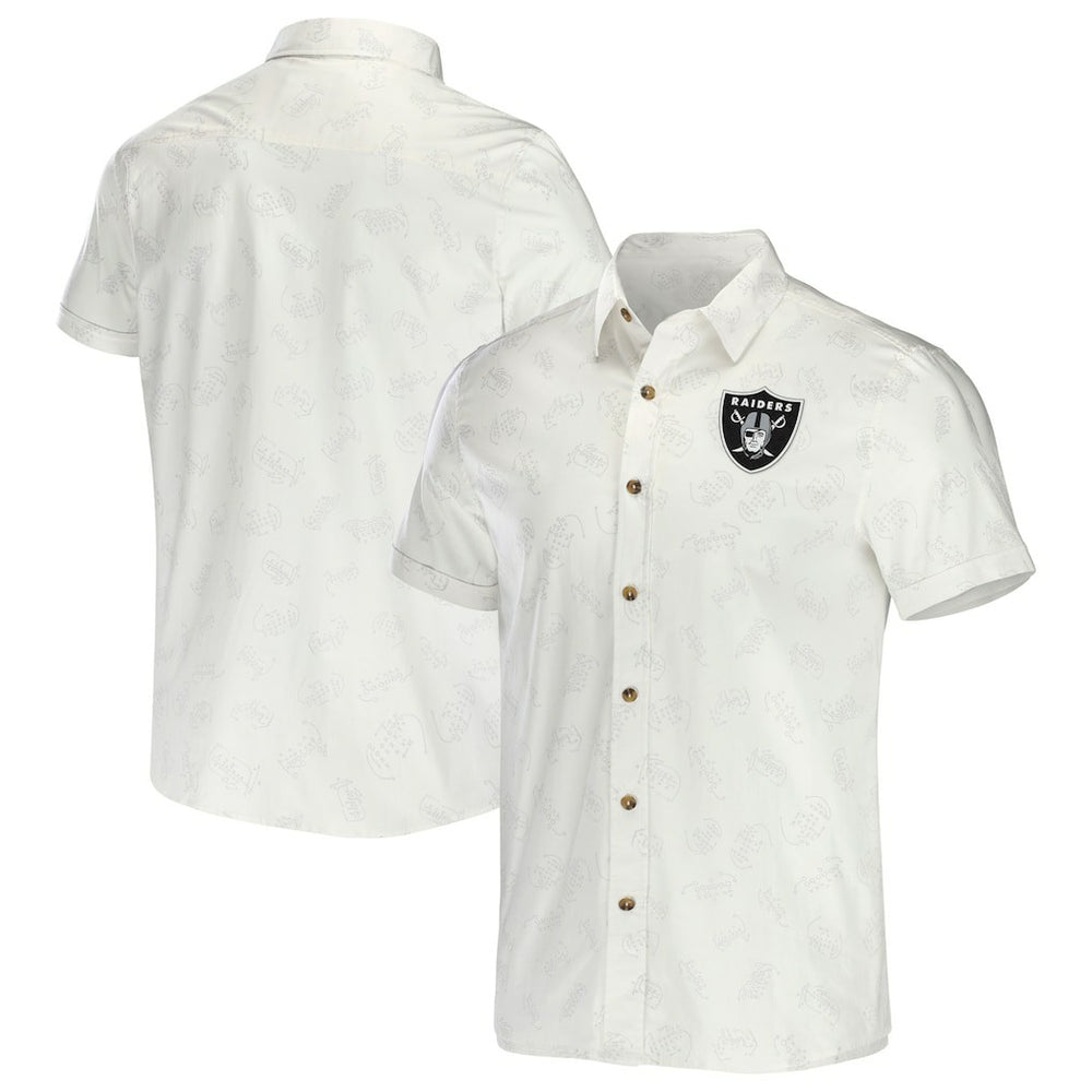 Las Vegas Raiders NFL x Darius Rucker Collection Woven Button-Up T-Shirt - White - Fanatics