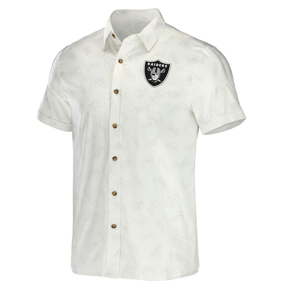Las Vegas Raiders NFL x Darius Rucker Collection Woven Button-Up T-Shirt - White - Fanatics