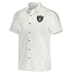 Las Vegas Raiders NFL x Darius Rucker Collection Woven Button-Up T-Shirt - White - Fanatics