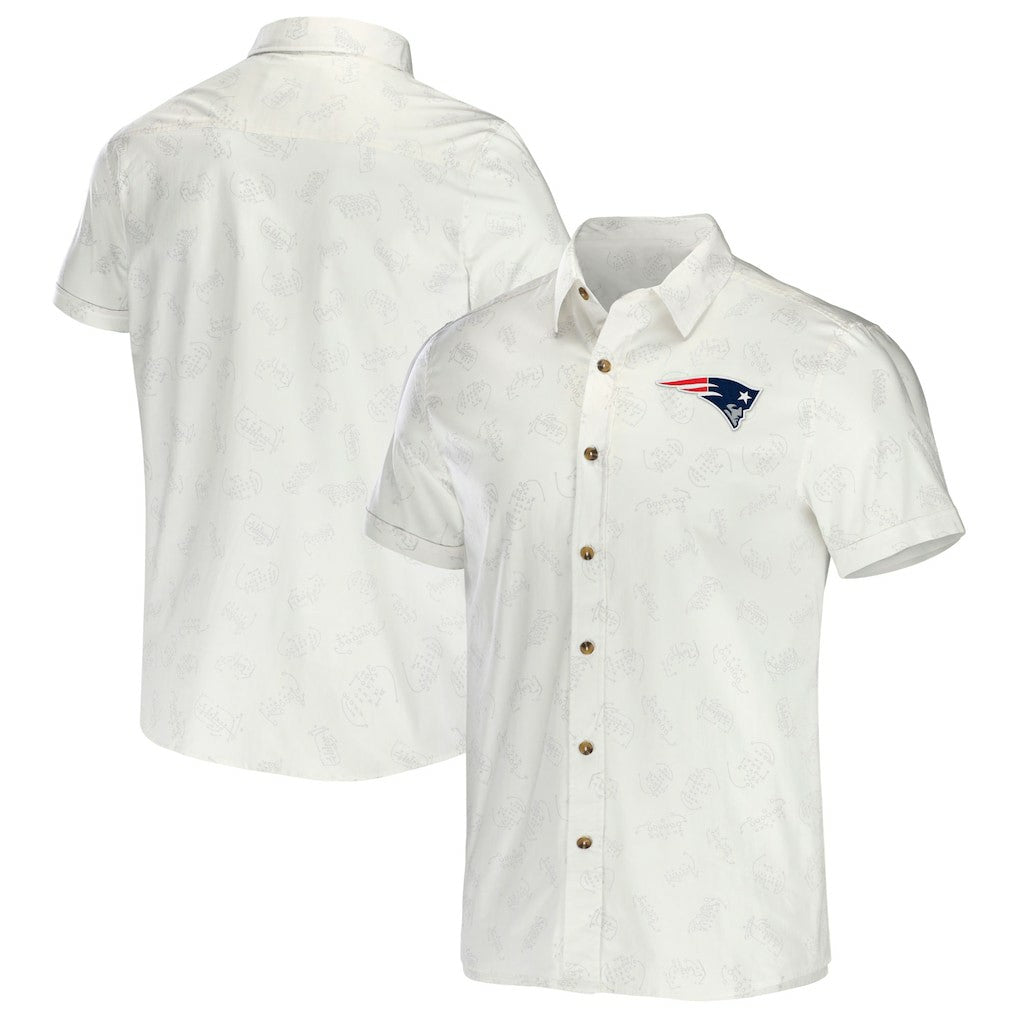 New England Patriots NFL x Darius Rucker Collection Woven Button-Up T-Shirt - White - Fanatics