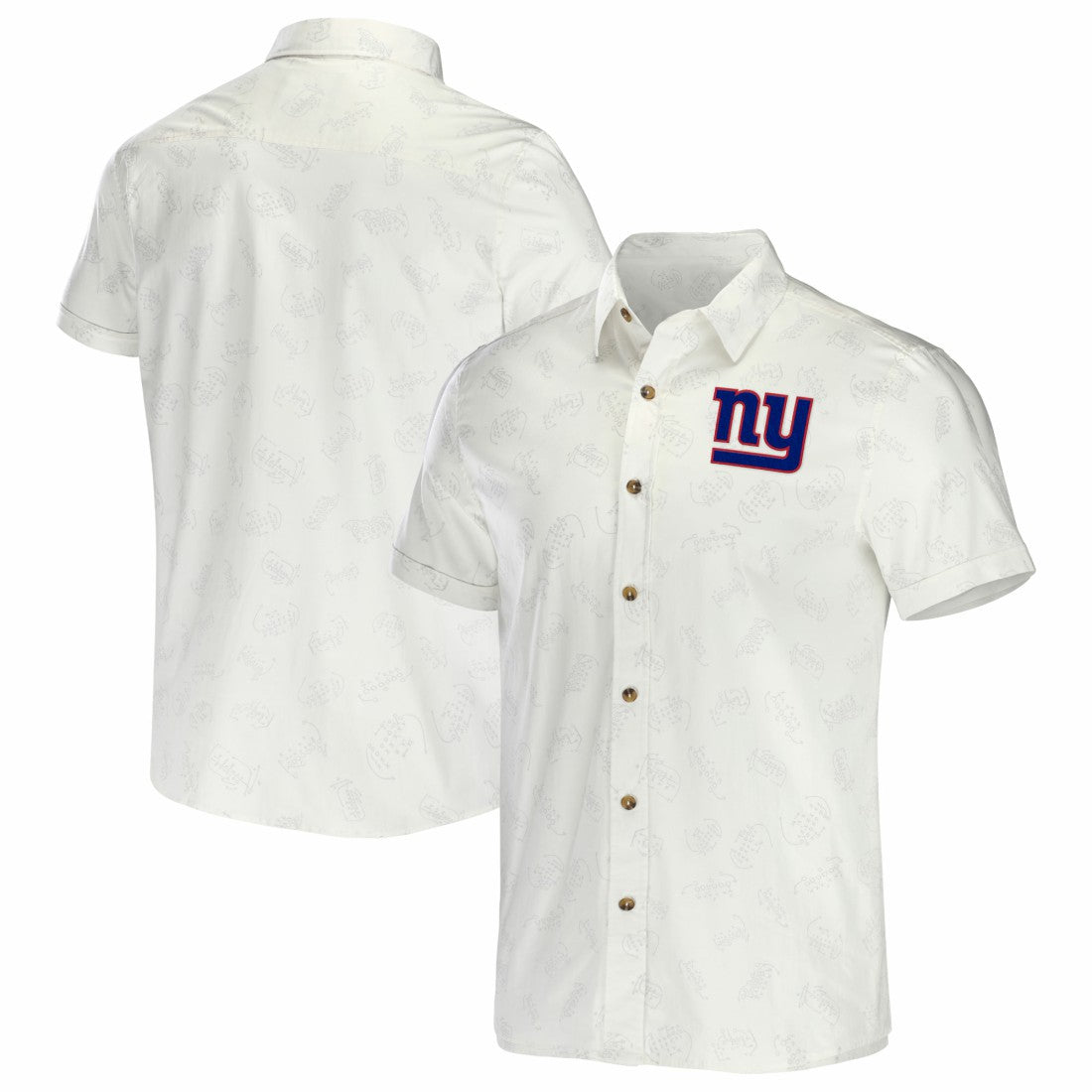 New York Giants NFL x Darius Rucker Collection Woven Button-Up T-Shirt - White - Fanatics