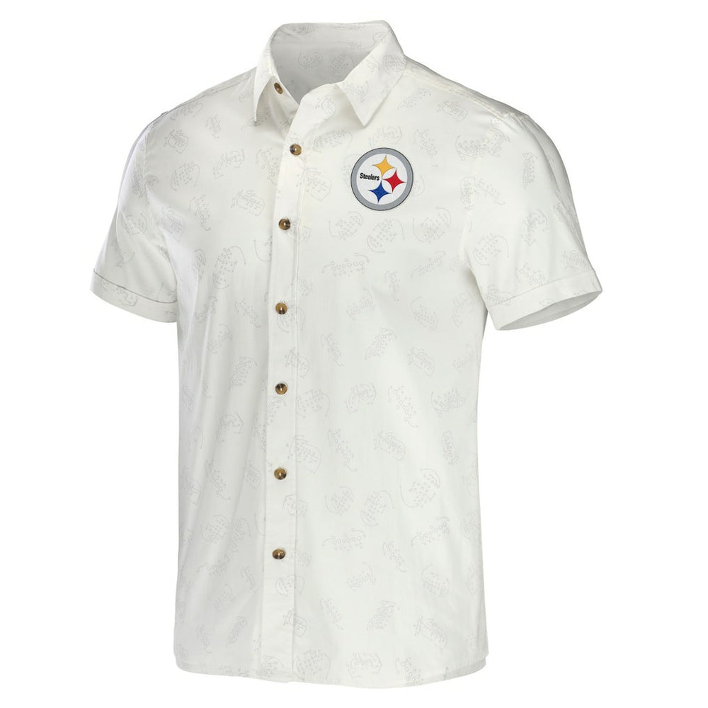 Pittsburgh Steelers NFL x Darius Rucker Collection Woven Button-Up T-Shirt - White - Fanatics