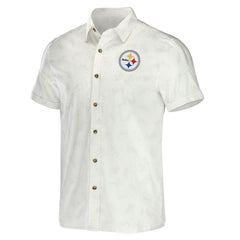 Pittsburgh Steelers NFL x Darius Rucker Collection Woven Button-Up T-Shirt - White - Fanatics