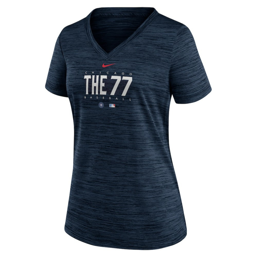 Chicago Cubs Nike Women's City Connect Velocity Practice Performance V-Neck T-Shirt Outlet