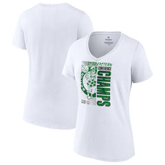 Fanatics Boston Celtics Women's 2022 Eastern Conference Champions Plus Size Locker Room V-Neck T-Shirt White
