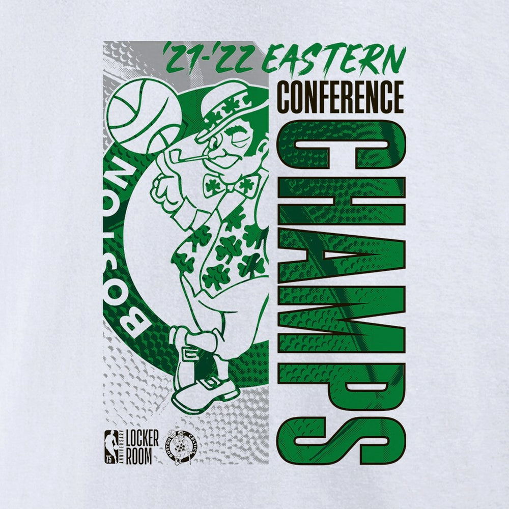 Fanatics Boston Celtics Women's 2022 Eastern Conference Champions Plus Size Locker Room V-Neck T-Shirt White