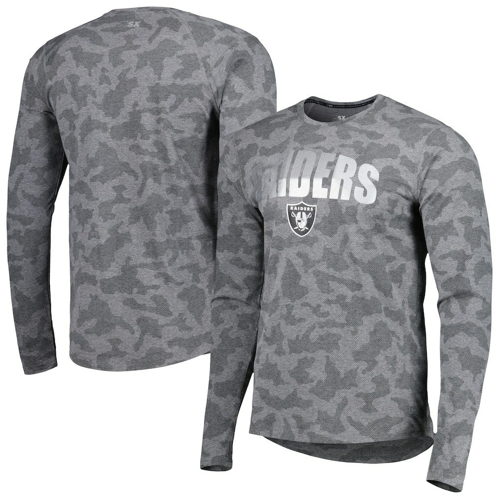 Las Vegas Raiders MSX by Michael Strahan Performance Camo Long Sleeve T-Shirt - Black - NFL