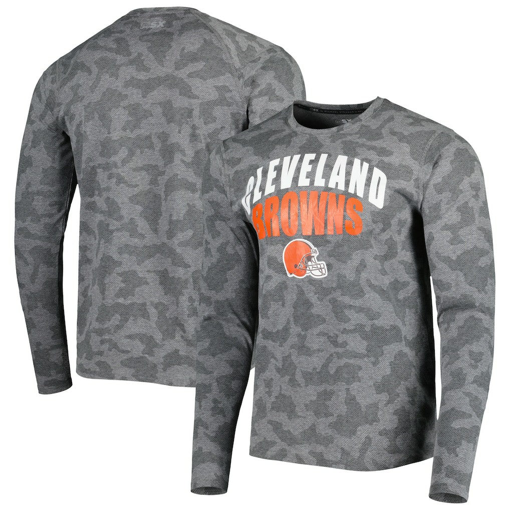 Cleveland Browns MSX by Michael Strahan Performance Camo Long Sleeve T-Shirt - Black - NFL