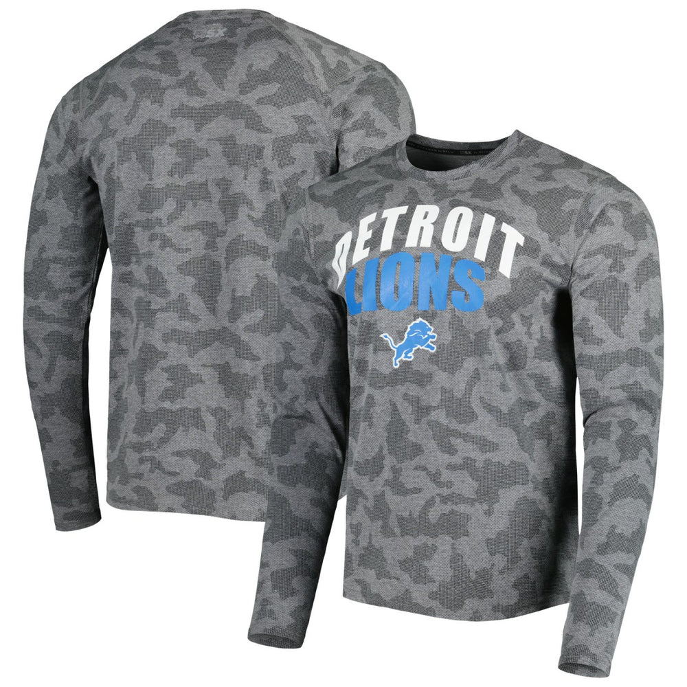 Detroit Lions MSX by Michael Strahan Performance Camo Long Sleeve T-Shirt - Black - NFL