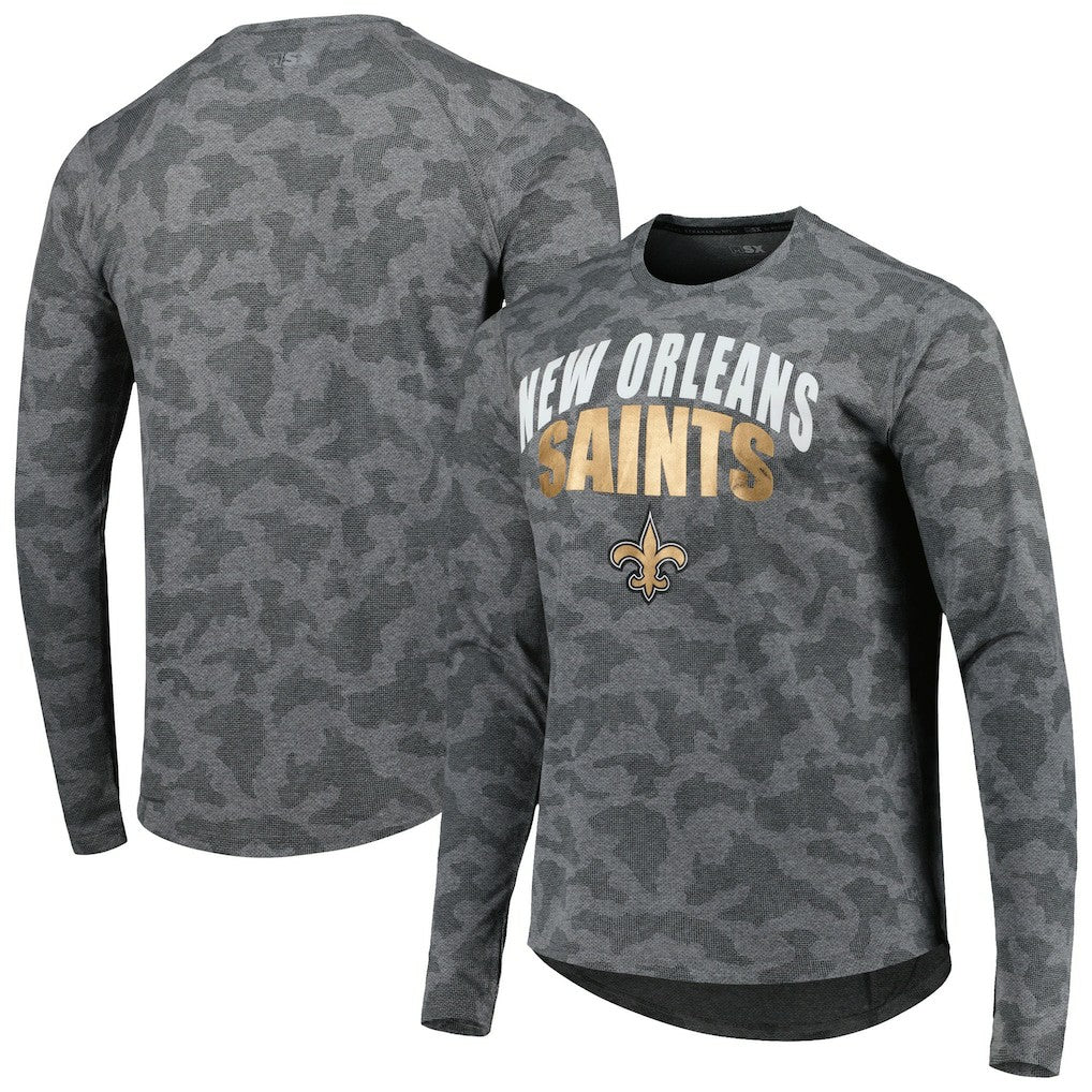 New Orleans Saints MSX by Michael Strahan Performance Camo Long Sleeve T-Shirt - Gray - NFL