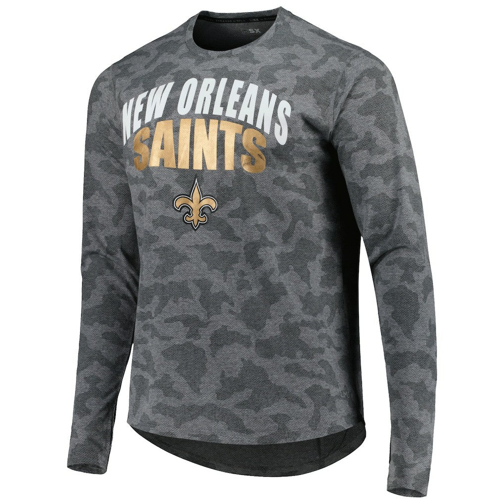 New Orleans Saints MSX by Michael Strahan Performance Camo Long Sleeve T-Shirt - Gray - NFL