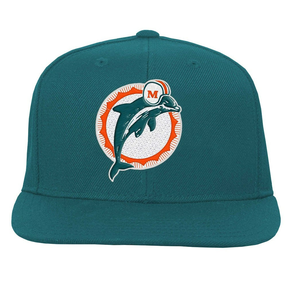 Miami Dolphins Youth Gridiron Classics Ground Snapback Hat - Aqua - Mitchell & Ness