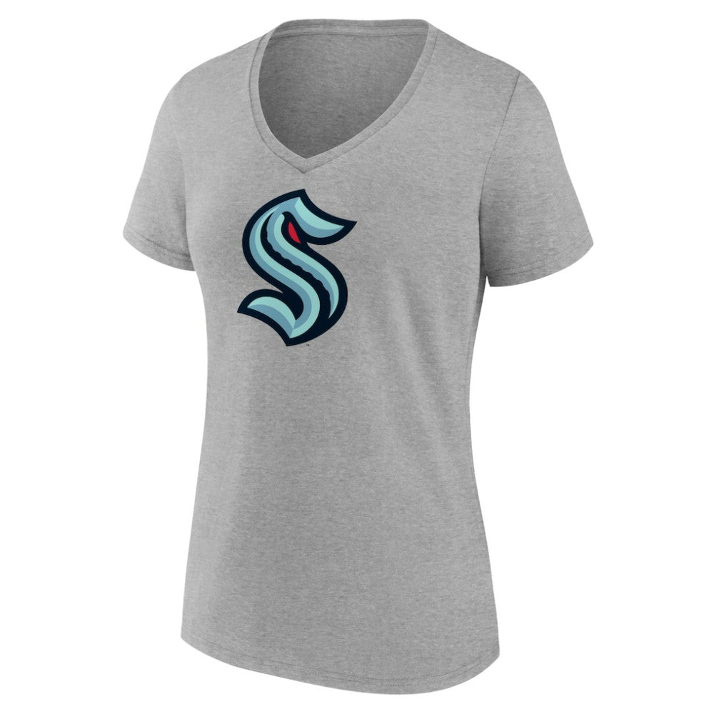 Seattle Kraken Fanatics Women's Primary Logo Team V-Neck T-Shirt - Heathered Gray | Fanatics on sale