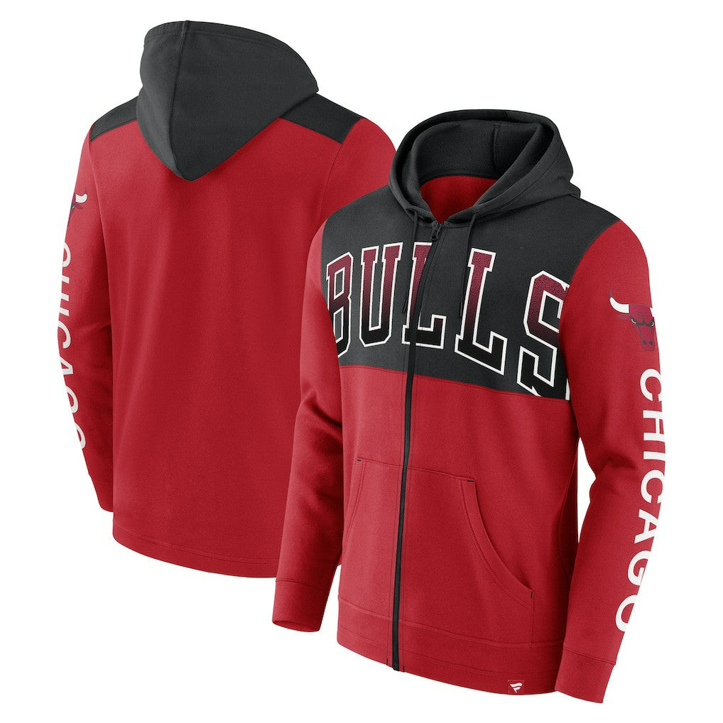 Fanatics Chicago Bulls Skyhook Colorblock Full-Zip Hoodie Red/Black