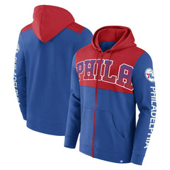 Fanatics Philadelphia 76ers Skyhook Colorblock Full-Zip Hoodie Royal/Red