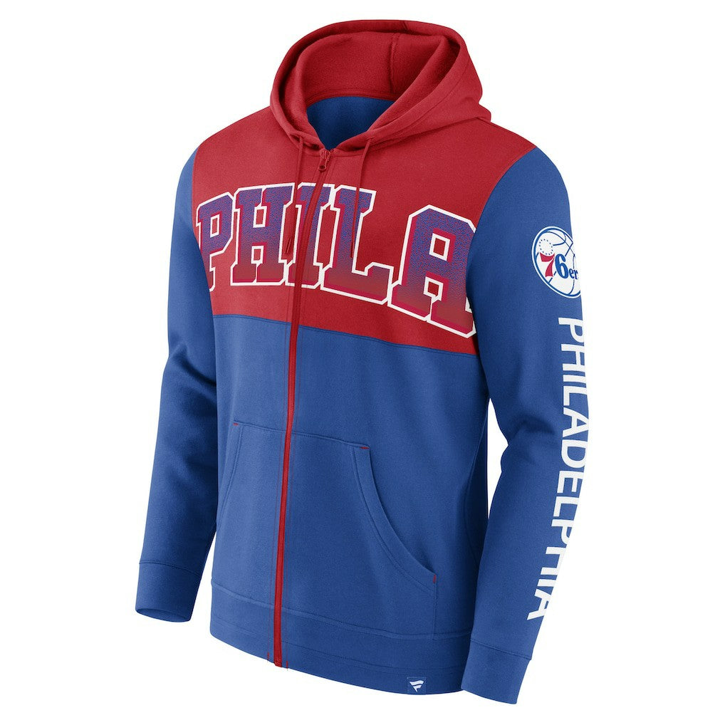 Fanatics Philadelphia 76ers Skyhook Colorblock Full-Zip Hoodie Royal/Red