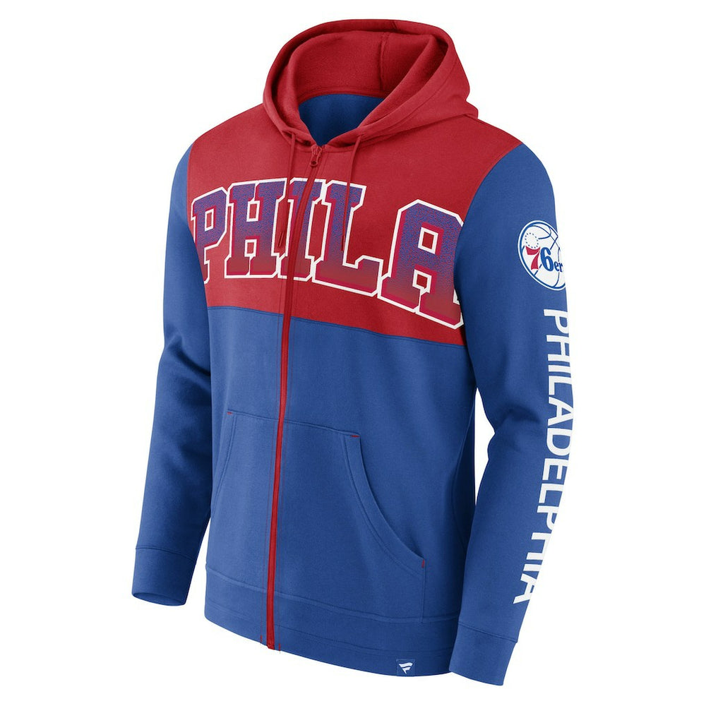 Fanatics Philadelphia 76ers Skyhook Colorblock Full-Zip Hoodie Royal/Red